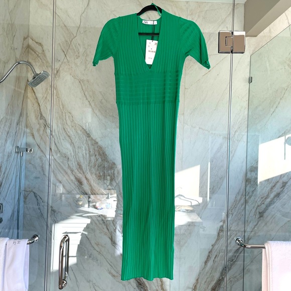 Zara Dresses & Skirts - Zara. New with tags. Ribbed green midi dress